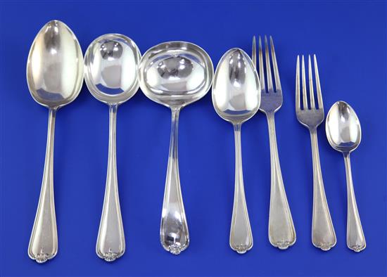 A part canteen of George V silver Jesmond? pattern flatware, 107.5 oz.